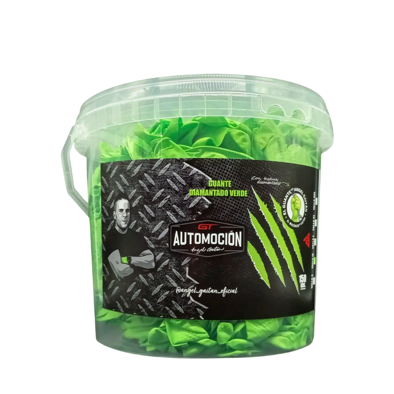 CUBO DE GUANTES VERDES DIAMANTADOS